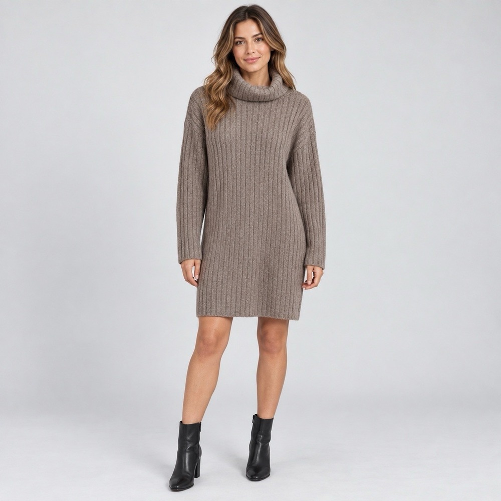 Abercrombie & Fitch Women's S Gray Ribbed Cowl Neck Sweater Dress